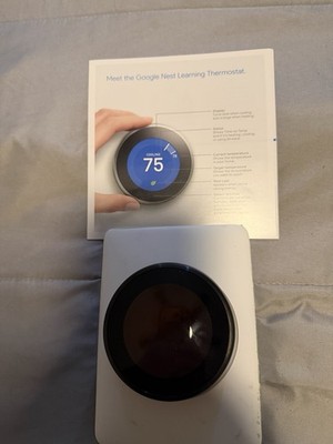 Google Nest Learning Thermostat 4th Gen Programmable Round Black + Trim Plate
