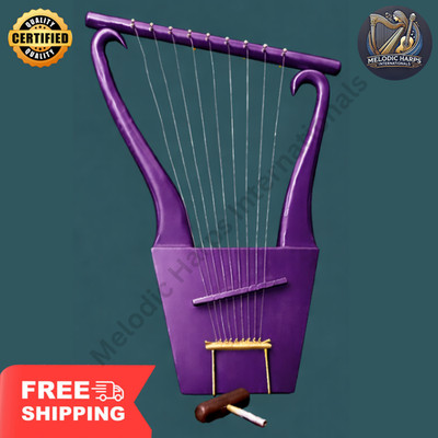 10 String King David Lyre Harp | Handcrafted with Solid Rosewood with Bag & Key