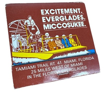 Florida Everglades Matchbook Miccosukee Indian Village Vintage Airboats Miami FL