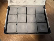 Gray Billiard Chalk, Box of 12 - Silver Cup Chalk Unused NEW