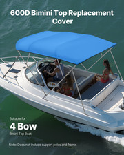 4 Bow Bimini Top Replacement Cover, 8 ft Long, Blue No Frame 