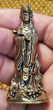 SHADOWBOX MINIATURE-BRASS CHINESE "QUAN YIN" FIGURINE