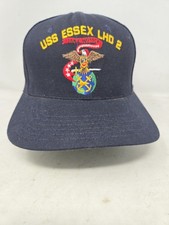 USS ESSEX LHD 2 US Navy Baseball Trucker Cap Hat Made in USA Take Notice Blue