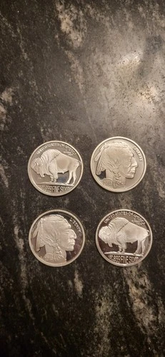 1 Oz Silver Buffalo Nickel Round .999 Fine lot of 4 new total of 4 ounces