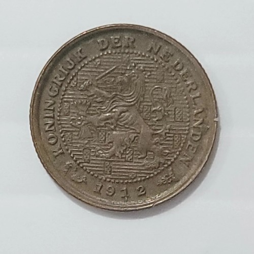 1912 Niederlande 1/2 Half Cent Bronzemünze KM# 138 Löwe Wilhelmina Gulden gefräst