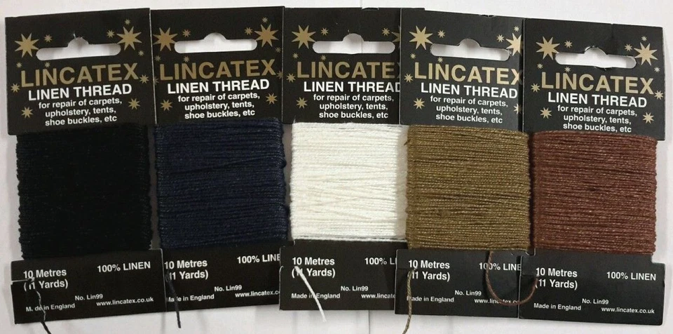 LINCATEX STRONG LINEN SEWING REPAIR MENDING THREAD LEATHER UPHOLSTERY – 10 METRE