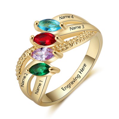 white gold mothers ring 4 stones