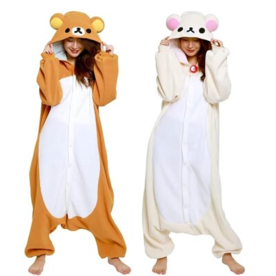 Beige Rilakkuma Bear Onesie SAZAC Fleece Rilakkuma Costume One