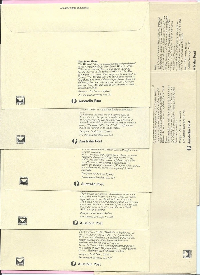 AUSTRALIA 1982 Set of 7 PSE's #49/55  FDC's  - State FLORAL EMBLEMS - Melbourne - Image 2 of 2