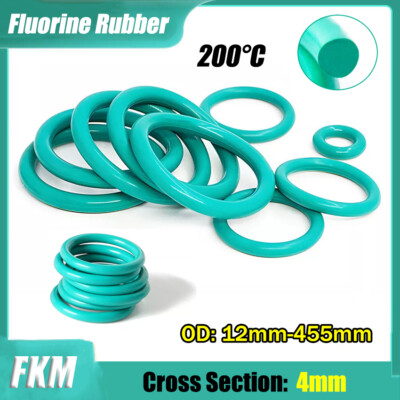 4mm Cross Section Fluorine Rubber FKM O-Ring OD 12mm-455mm Oil Resistant Seals