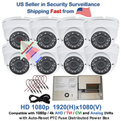 Evertech 8x 1080p HD CCTV zoom Security Dome Camera 12V DC Power Supply Box