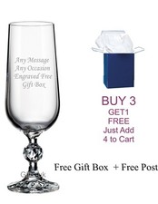 Personalised Engraved Glass Flute Champagne Glass Prosecco Birthday Gift Any Age