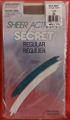 Vintage Pantyhose Secret Sheer Activity Color Taupe Size D BLACH1