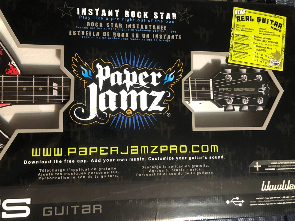 Paper Jamz Pro Series Guitar Red Yellow #6288 Instant Rock Star WowWee - Image 4 of 4