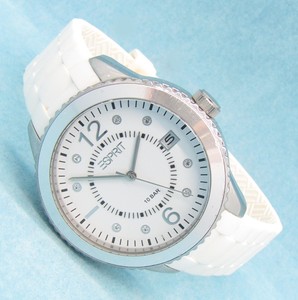 esprit kristall damen armbanduhr edelstahl datum 105342 10atm batterie neu vtr ebay