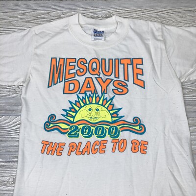Vintage Mesquite Days 2000 T-Shirt Smiling Sun NV, Natural Color, Size Small