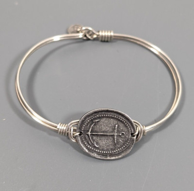 L & D Silver Tone Nautical Anchor Inspirational Silver Tone Wire Bangle Bracelet
