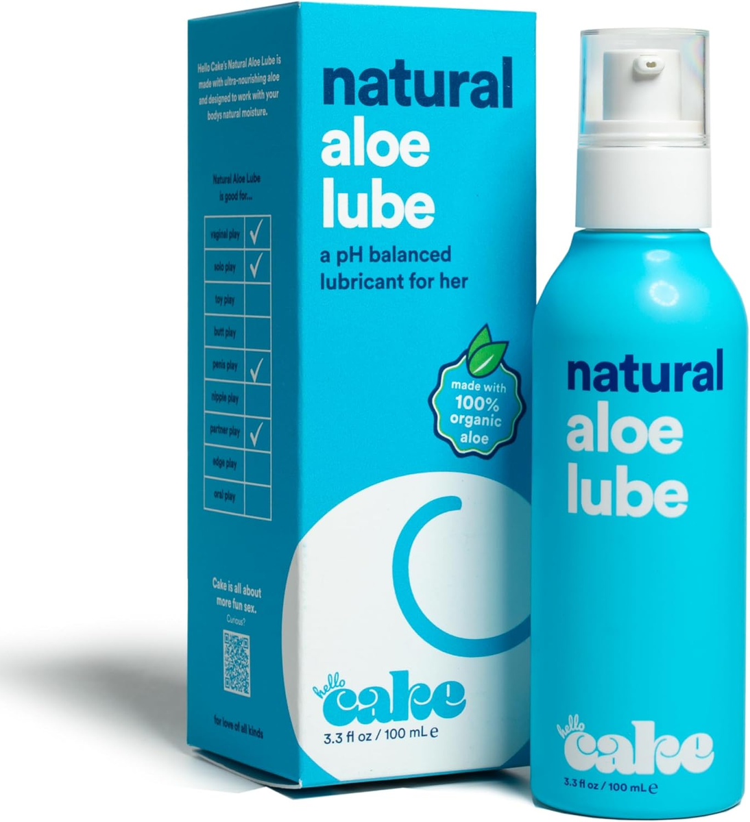 Hello Cake Natural Lube - Aloe-Based Organic Personal Lubricant -  Hydrating, Hyp | eBay