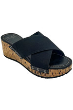 Donald Pliner Women's Summer Basic Elastic Slip-On Wedge Sandal Black