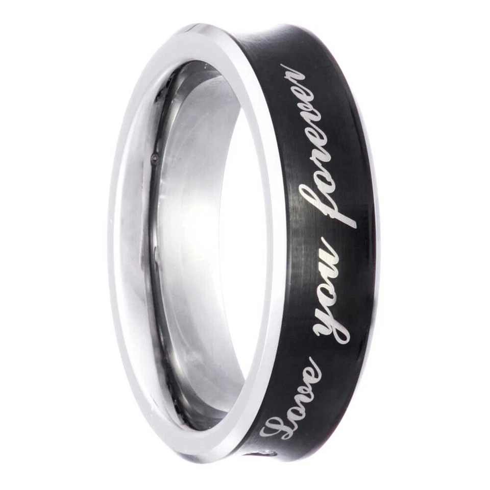 Alianza de boda para mujer de tungsteno 1,5 mm SI1-SI2 diamante redondo "Love You Forever" Foto 4 de 4