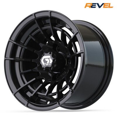 GTW Boost 12'' Gloss Black Golf Cart Wheels, 12x7, ET -.25, Set of 4 Rims