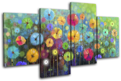 Watercolour Style Flowers Meadow Floral MULTI Leinwand Kunst Bild drucken