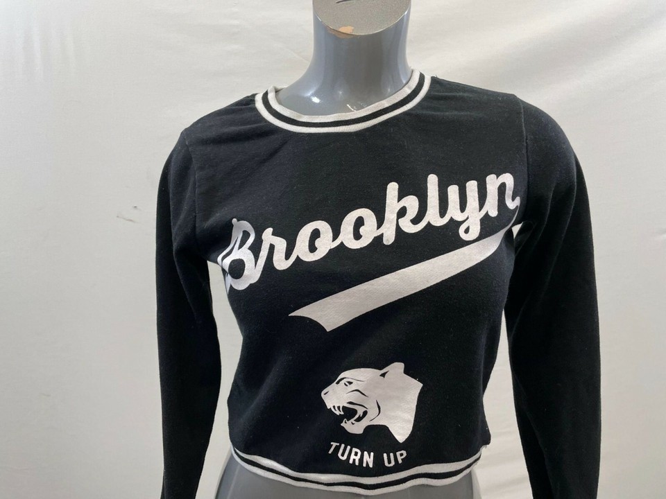 Ardene Women's Cropped Sweatshirt Size Medium Black Long Sleeve