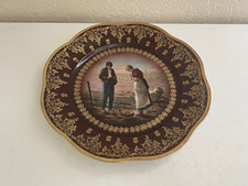Antique Zeh Scherzer & Co Bavarian Porcelain Plate Woman Praying & Farming Scene
