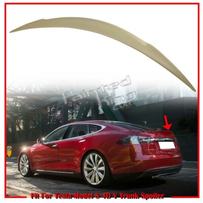 12-25 Fits Tesla Model S 4D Sedan DTO V Style Rear Trunk Spoiler Wing Painted