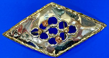 Mixed Metal Cutout Diamond Pattern Vintage Artisan Belt Buckle Made In India