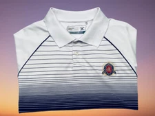 Cutter & Buck Men's Blue White Striped Moisture Wicking CB DryTec Polo Shirt 2XL