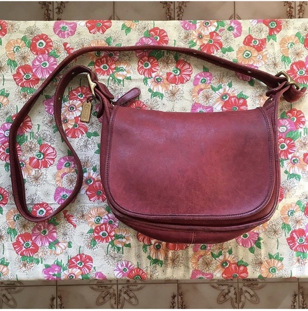 Vintage Coach Leather Saddle Bag RARE RED eBay