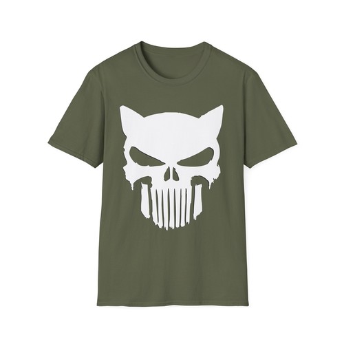 Cat Punisher Skull Unisex Soft Style T-Shirt - Picture 8 of 25