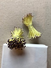 Vintage Millinery Flower Purple Yellow Stamen 2 bunch Lot Unused Stock HzJ