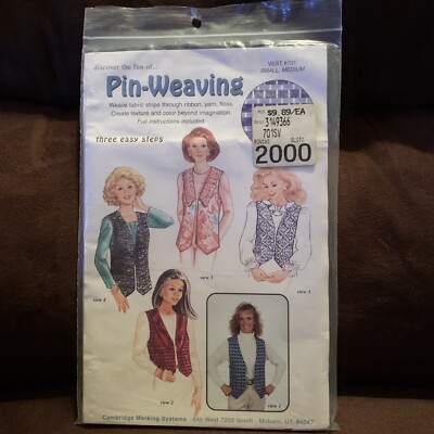 Cambridge Marking Systems 702 Pin-Weaving Vests Pattern Size Small Medium 