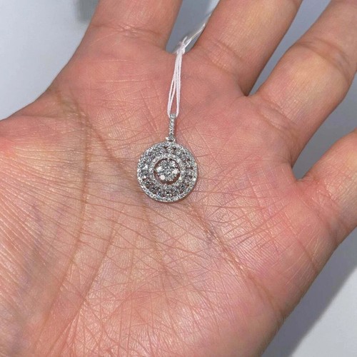 2Ct Round Lab Created Cluster Diamond Wedding Pendant 14K White Gold Plated - Picture 3 of 7