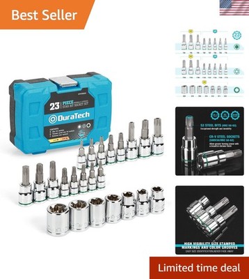 Complete 23-Piece Bit Socket Set - E-Torx, Star, and Tamper Proof Sockets