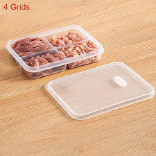 4/6Grids Clear Plastic Fridge Food Storage Box with Lid Sealed Fresh-Keeping Con