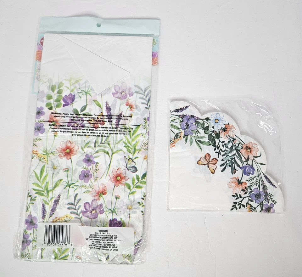Spring Fling Floral Plastic Table Cover (54" x 108") & Napkin Set-#16, 12" x 12" - Image 4 of 4