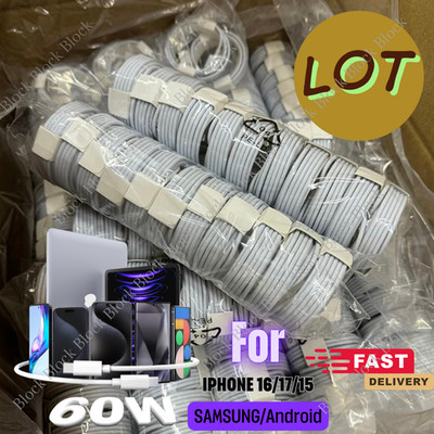 For iPhone 16 15 17 Samsung Type C to USB C Fast Charging 60W PD Data Cable Lot