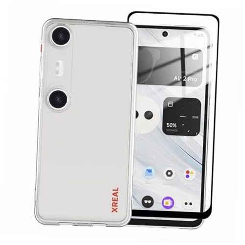for Xreal Beam Pro Case with Tempered Glass Screen Protector, TPU Full Body