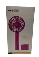 Geek Aire Mini Rechargeable Portable Fan + Power Bank 6 Blade 5 Speed PINK