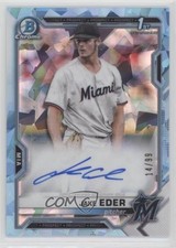 2021 Bowman Sapphire Edition Aqua Refractor 14/99 Jake Eder #BSPA-JE Auto 01qn