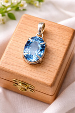 Natural 32.50 CT Certified Blue Sapphire Loose Gemstone Pendant 925 Solid Silver