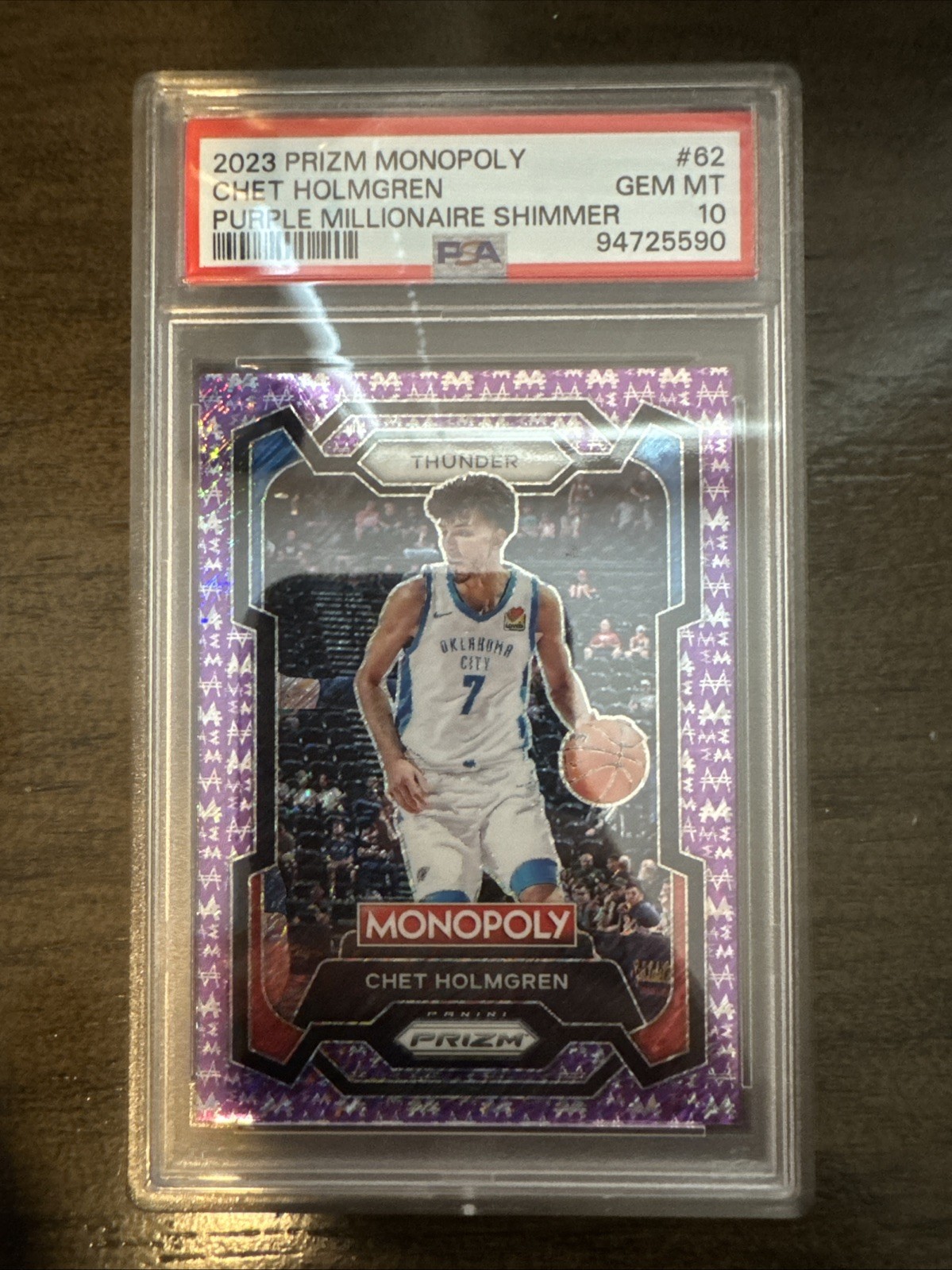 23-24 Prizm Monopoly Chet Holmgren #62 Millionaire Purple Shimmer Prizm /50