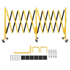 11/16 ft Industrial Expandable Metal Barricade – Mobile Safety Gate with Casters