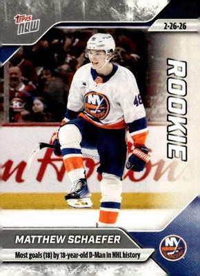 MATTHEW SCHAEFER RC 2025-26 Topps NOW Stickers #110 PR:3100 ROOKIE Mos ID:166025