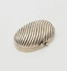 Vintage sterling silver Art Deco style ribbed design trinket pill box by Zina