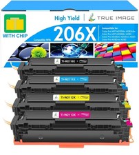 206X Toner Cartridges 4 Pack High Yield: MFP M283cdw M255dw M283fdw M282nw 206A