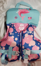 Speedo pink green dolphin Infant under 30lb Life Jacket vest USCG approved
